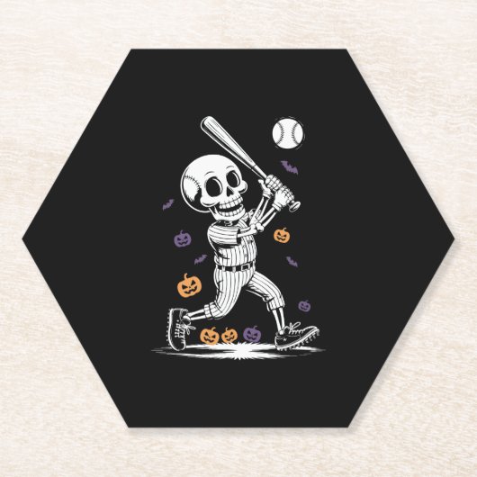 Halloween Baseball Skeleton Hitting Untersetzer (Vorderseite)