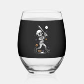 Halloween Baseball Skeleton Hitting Weinglas Ohne Stiel (Vorderseite)