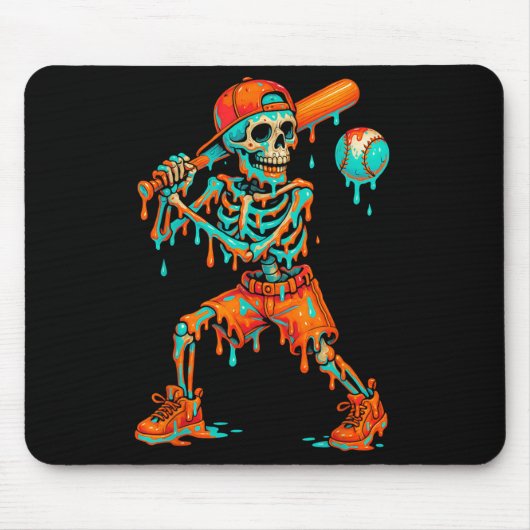 Halloween Baseball Skelett Eis Drip Basebal Mousepad (Vorne)