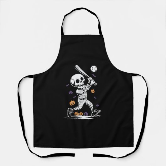 Halloween Baseball Skelett Schlägt Schürze (Vorderseite)