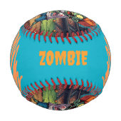 Halloween-Baseball, Zombie, Gehirne über Basen Baseball (Rückseite)