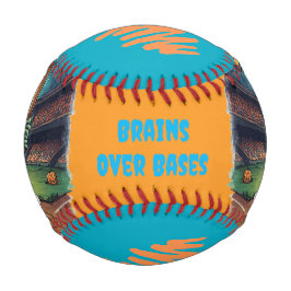 Halloween-Baseball, Zombie, Gehirne über Basen  Baseball