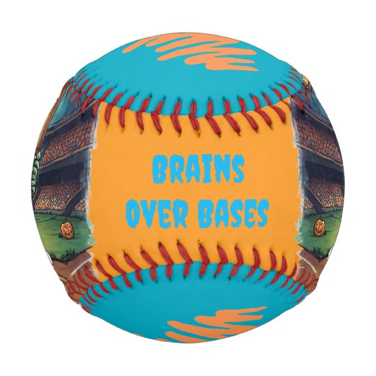 Halloween-Baseball, Zombie, Gehirne über Basen Baseball (Vorderseite)