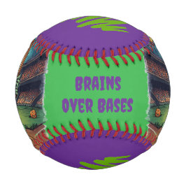 Halloween-Baseball, Zombie, Gehirne über Basen  Baseball