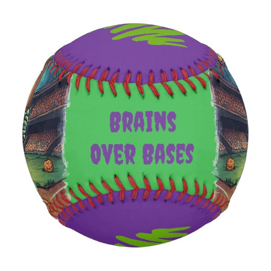 Halloween-Baseball, Zombie, Gehirne über Basen Baseball (Vorderseite)
