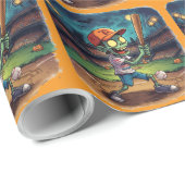 Halloween Baseball, Zombie, Gehirne über Basen Geschenkpapier (Rolleneckpunkt)