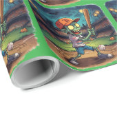 Halloween Baseball, Zombie, Gehirne über Basen Geschenkpapier (Rolleneckpunkt)