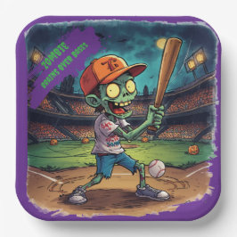 Halloween Baseball, Zombie, Gehirne über Basen  Pappteller