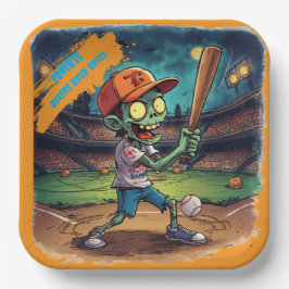 Halloween Baseball, Zombie, Gehirne über Basen  Pappteller