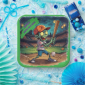 Halloween-Baseball, Zombie, Gehirne über Basen Pappteller (Party)