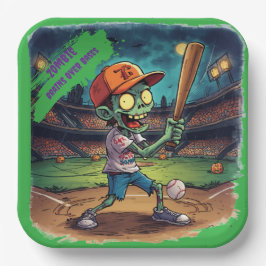 Halloween-Baseball, Zombie, Gehirne über Basen  Pappteller