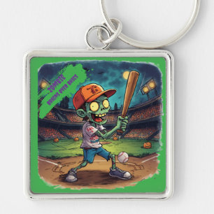 Halloween Baseball, Zombie, Gehirne über Basen Schlüsselanhänger