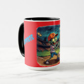 Halloween-Baseball, Zombie, Gehirne über Basen Tasse (Vorderseite Links)