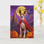 Halloween Basenji Dog Pumpkins Beängstigend Karte (Gelbe Blume)