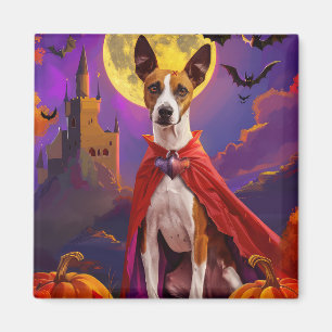 Halloween Basenji Hund Kürbisse Gruselig Magnet