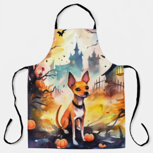 Halloween Basenji mit Kürbissen Gruselig  Schürze