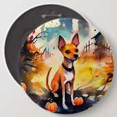 Halloween Basenji mit Pumpkins Beängstigend Button (Vorne & Hinten)