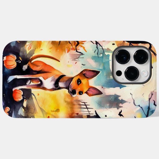 Halloween Basenji mit Pumpkins Beängstigend Case-Mate iPhone Hülle (Rückseite (Horizontal))