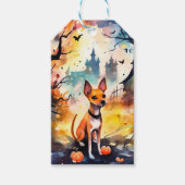 Halloween Basenji mit Pumpkins Beängstigend Geschenkanhänger (Vorderseite)