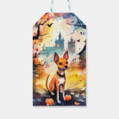 Halloween Basenji mit Pumpkins Beängstigend Geschenkanhänger (Rückseite)