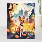 Halloween Basenji mit Pumpkins Beängstigend Karte (Vorderseite)
