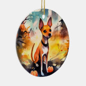 Halloween Basenji mit Pumpkins Beängstigend Keramik Ornament (Rechts)