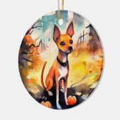 Halloween Basenji mit Pumpkins Beängstigend Keramik Ornament (Links)