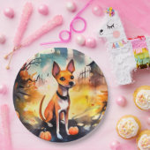 Halloween Basenji mit Pumpkins Beängstigend Pappteller (Party)
