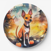 Halloween Basenji mit Pumpkins Beängstigend Pappteller (Vorderseite)