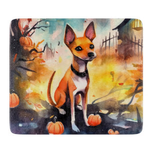 Halloween Basenji mit Pumpkins Beängstigend Schneidebrett