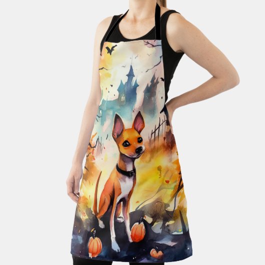 Halloween Basenji mit Pumpkins Beängstigend Schürze (InSitu)