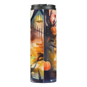 Halloween Basenji mit Pumpkins Beängstigend Thermosbecher (Rückseite)