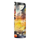 Halloween Basenji mit Pumpkins Beängstigend Thermosbecher (Nach rechts gedreht)