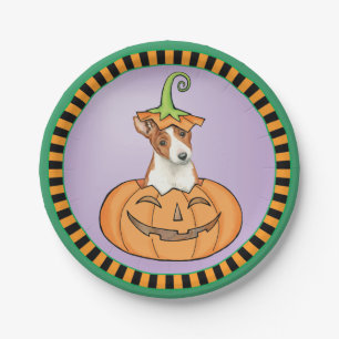 Halloween Basenji Pappteller