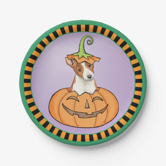 Halloween Basenji Pappteller (Vorderseite)