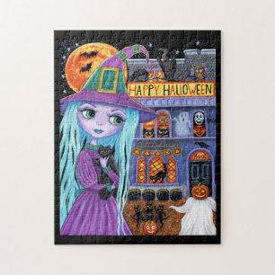 Halloween Bash Black Cat Niedlich Hexenhaus Spuk Puzzle
