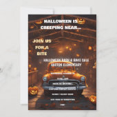 Halloween Bash Einladung mit Orange Car (Vorderseite)