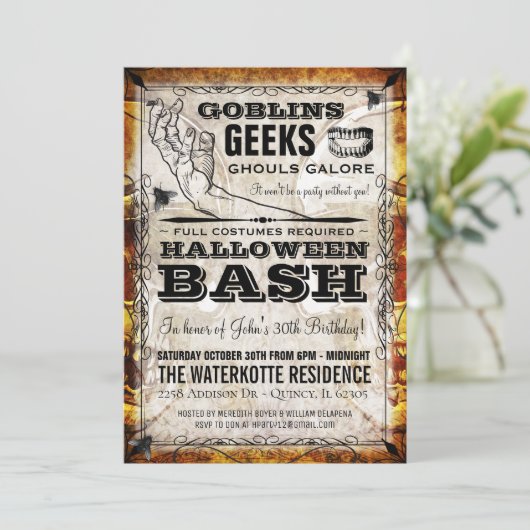 Halloween-Bash-Party Einladung (Stehend Vorderseite)