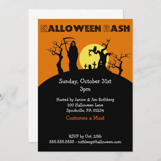 Halloween-Bash-Party Einladungen (Vorne/Hinten)