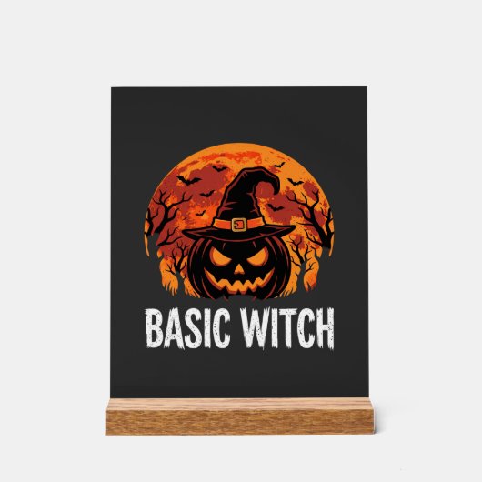 Halloween Basic Hexen-Kürbis-Mond-Grafik Acrylschild (Vorderseite)