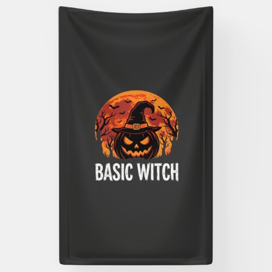 Halloween Basic Hexen-Kürbis-Mond-Grafik Banner (Vertikal)