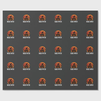 Halloween Basic Hexen-Kürbis-Mond-Grafik Geschenkpapier