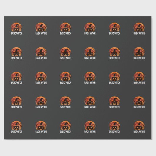 Halloween Basic Hexen-Kürbis-Mond-Grafik Geschenkpapier (Flach)