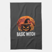 Halloween Basic Hexen-Kürbis-Mond-Grafik Geschirrtuch (Vertikal)
