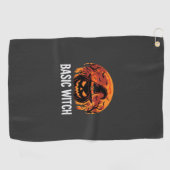 Halloween Basic Hexen-Kürbis-Mond-Grafik Golfhandtuch (Horizontal)