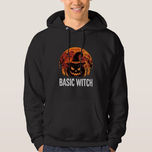Halloween Basic Hexen-Kürbis-Mond-Grafik Hoodie (Vorderseite)
