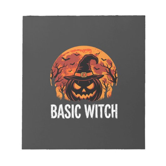 Halloween Basic Hexen-Kürbis-Mond-Grafik Notizblock (Vorderseite)