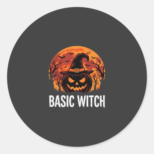 Halloween Basic Hexen-Kürbis-Mond-Grafik Runder Aufkleber (Vorderseite)