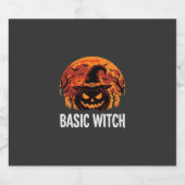 Halloween Basic Hexen-Kürbis-Mond-Grafik Schaumweinetikett (Einzelnes Label)