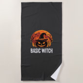 Halloween Basic Hexen-Kürbis-Mond-Grafik Strandtuch (Vorderseite)